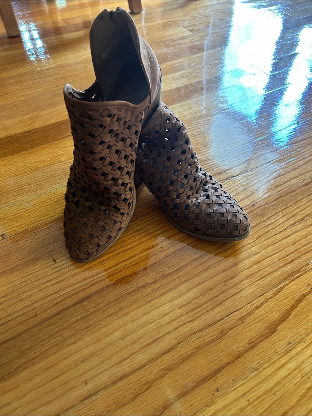 Fergalicious Brown Woven Ankle Booties